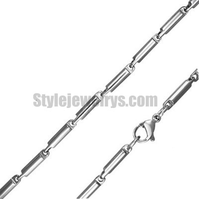 Stainless steel jewelry Chain 50cm - 55cm fancy box tube chain necklace w/lobster 2.5mm ch360268 - Click Image to Close